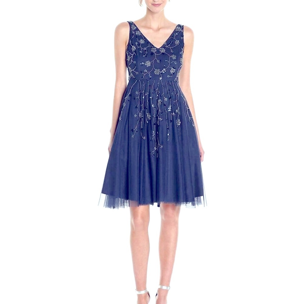 Adrianna Papell AP1E201275 Prom Tea Length Sleeveless Cocktail Dress size 6P NWT